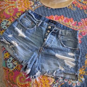 Aeropostale High Waist Distressed Denim Shorts